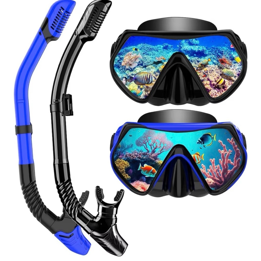 Blue & Black Snorkel Set - Twin Masks and Snorkels